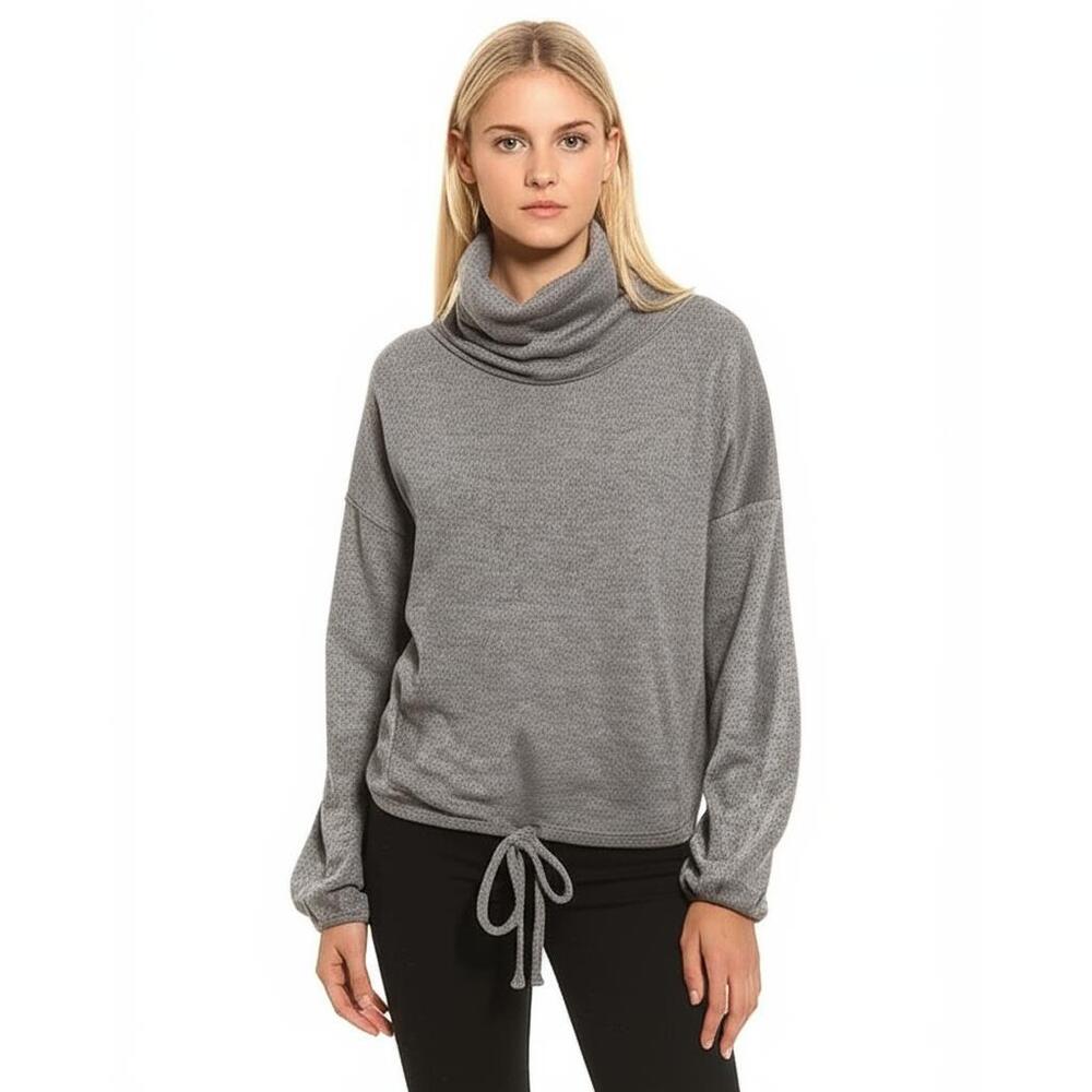 LUMIÈRE Sweater Womens Size S Grey Cowl Neck Knit Pullover Cozy Minimalist